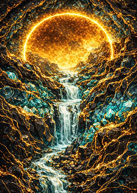 Fiery Waterfall in Crystal Cave