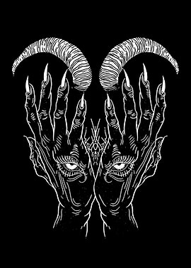Demonic Hands with Eyes and Horns