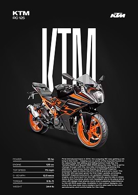 KTM RC 125 Motorcycle Poster