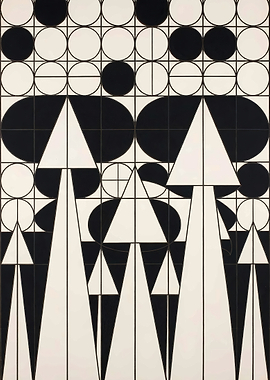 Geometric Black and White Abstract Art