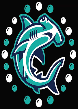 Hammerhead Shark with Bubbles Logo