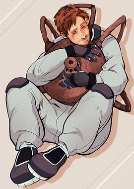 Man Hugging a Large Mechanical Object