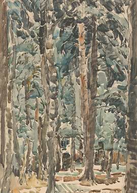 Forest Scene Watercolor Painting