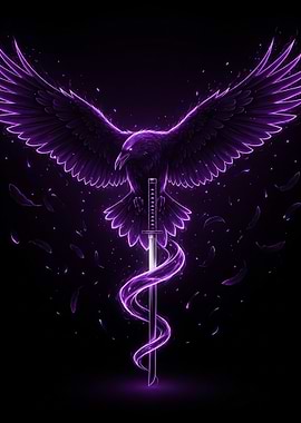 Purple Raven with Katana