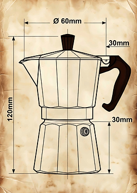Moka Pot Dimensions Diagram
