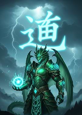 Dragon Warrior with Glowing Orb