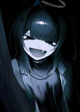 Anime Girl with Halo and Fangs