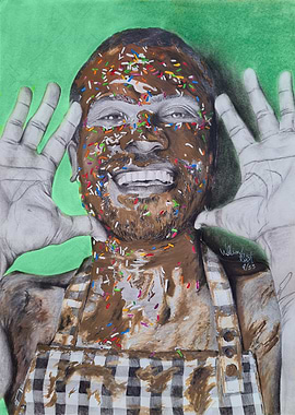 Gouache Painting Man Covered in Chocolate and Sprinkles