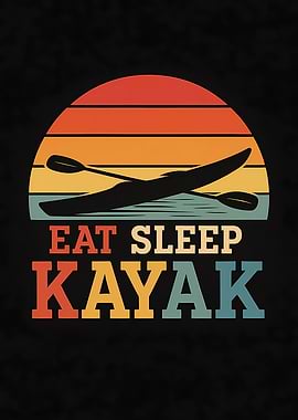 Eat Sleep Kayak Retro Sunset