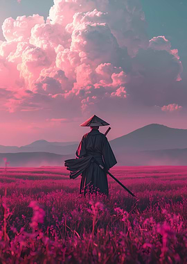 Samurai in a Pink Field
