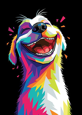Colorful Happy Dog Portrait