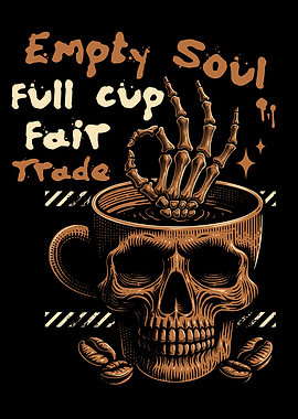 Skull Coffee Cup Fair Trade Illustration