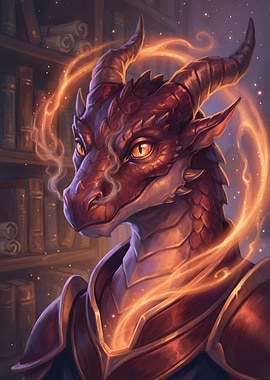 Dragon Scholar with Magical Aura