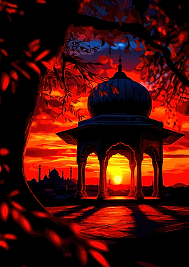 Sunset Over Taj Mahal