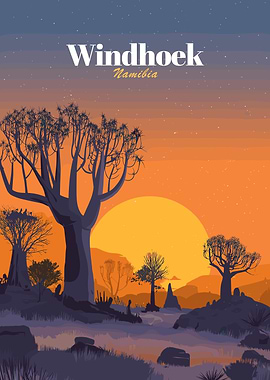 Windhoek Namibia Sunset Landscape