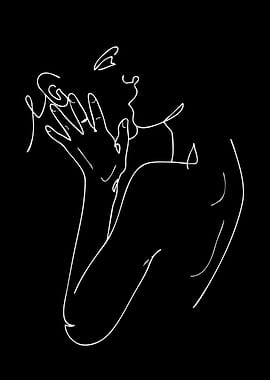 Minimalist Line Art of Embracing Couple