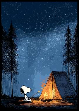 Peanuts Roasting Marshmallow Under Stars