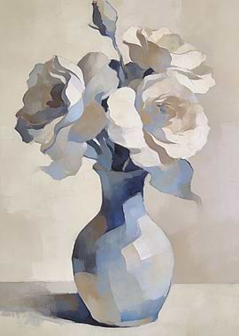 Floral Arrangement in a Blue Vase