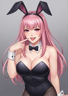 Anime Bunny Girl with Pink Hair