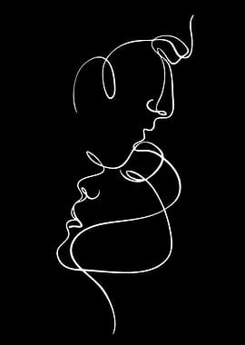 Minimalist Line Art of Two Faces
