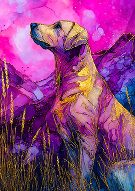 Golden Veined Dog Purple Landscape