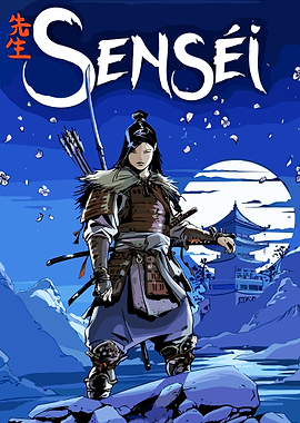 Samurai Warrior in Moonlit Landscape