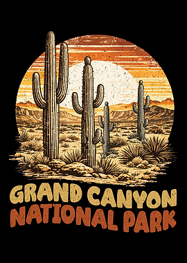Grand Canyon National Park Retro Sunset
