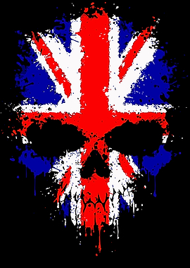 Union Jack Skull Splatter Art