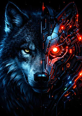 Cybernetic Wolf Portrait