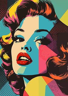 Pop Art Woman with Red Lips