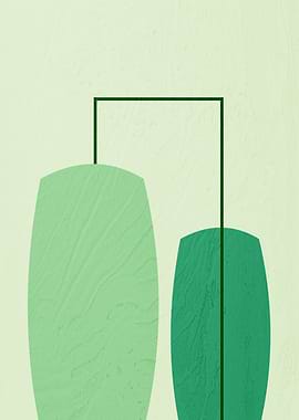 Abstract Green Shapes with Connecting Line