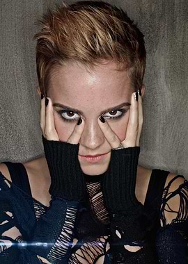 Emma Watson with hands covering face