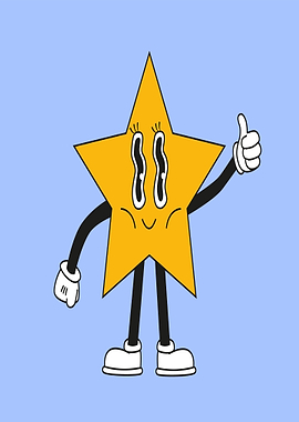 Retro Star Character Giving Thumbs Up