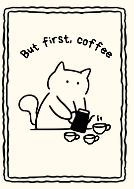 Cute Cat Pouring Coffee