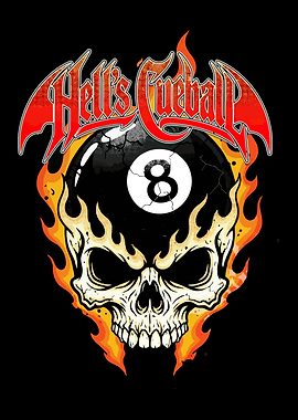 Hell's 8 Ball Skull Flames