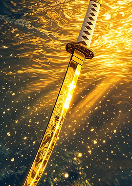 Golden Katana in Water