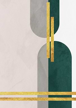 Abstract Geometric Art with Gold Accents