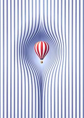 Hot Air Balloon in Striped Tunnel illusion
