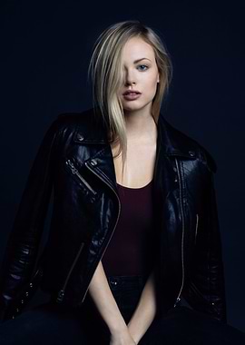 Megan Roberts in Leather Jacket