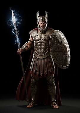 Warrior with Lightning Spear and Shield
