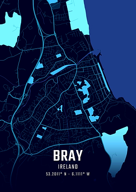 Bray Ireland Midnight City Map