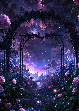 Enchanted Garden Under a Starry Sky
