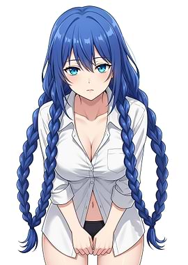 Anime Girl with Blue Braids