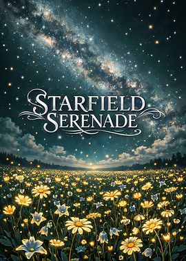 Starfield Serenade Floral Landscape