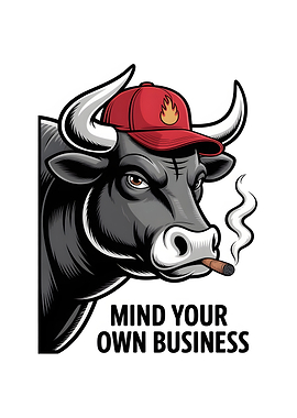 Bull Wearing a Hat Smoking a Cigar