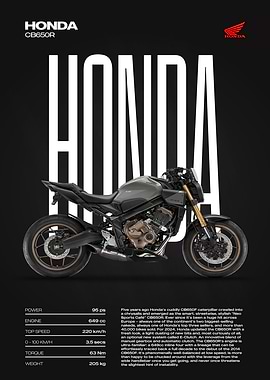 Honda CB650R Motorcycle Poster