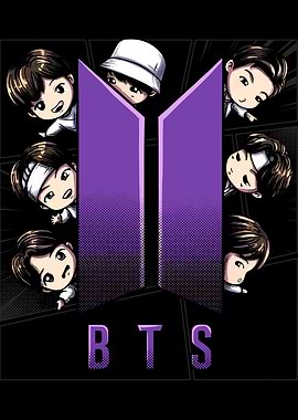 BTS Chibi Characters and Logo