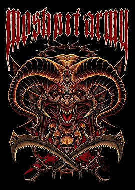 Demonic Creature with Swords and Skulls