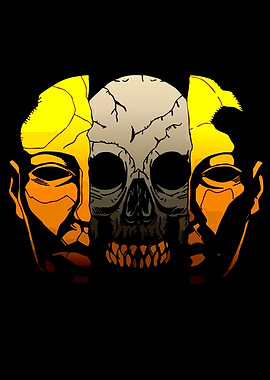 Skull Emerging from Human Faces