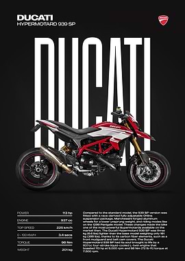 Ducati Hypermotard 939 SP Motorcycle Poster